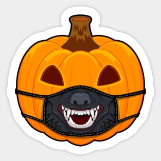 Pumpkin Halloween with Werewolf Mask Sticker